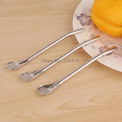 DHL 500pcs practical Eco-Friendly Stainless Steel Drinking Straws Tea Strainer Cocktail Shaker Coffee Filtered Spoons