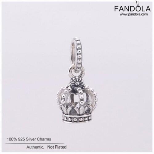 925 Sterling Silver Noble Splendor Crown Dangle Charms Beads for Jewelry Making Fits Original Bracelet Berloques perles