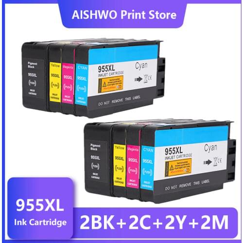 ASW 8PK 955 XL Compatible 955XL ink cartridge For HP OfficeJet Pro 7720 7740 8710 8715 8720 8730 8740 8210 8216 8725 printer