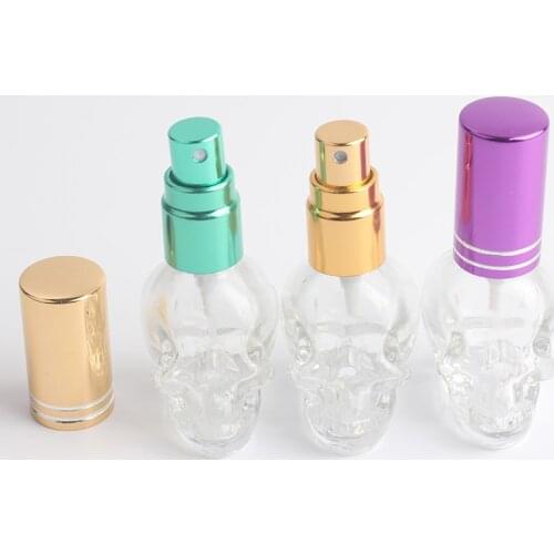 BLPP-1P free shipping, glass skull bottle, 8ml, portable travel perfume bottle, perfume sprayer, you can add perfume empty bottl