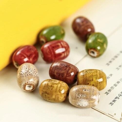 10 PCS 20x15mm Oval Ceramic Beads DIY Loose Spacer Beads Handmade Porcelain Beads For Jewelry Accessories Wholesale