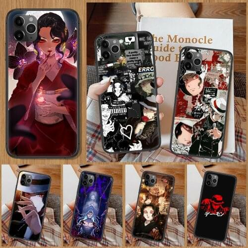 Demon Slayer Kibutsuji Muzan Phone Case For iphone 5 5S SE 2 6 6S 7 8 11 12 Mini Plus X XS XR Pro Max black tpu waterproof trend