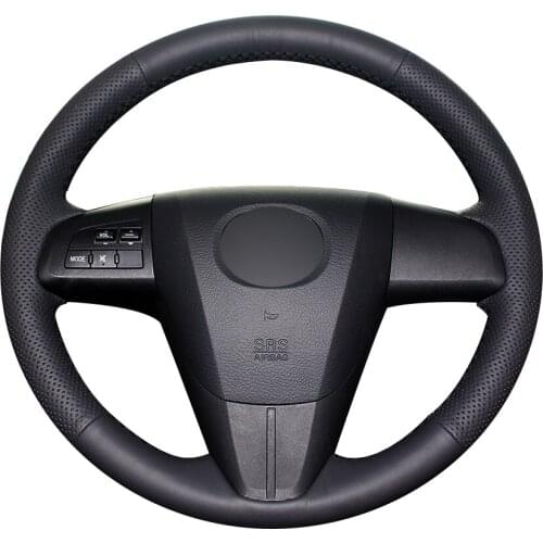 Black Natural Leather Car Steering Wheel Cover for Mazda 3 Axela 2008-2013 Mazda CX-7 CX7 2010-2016 Mazda 5 2011-2013
