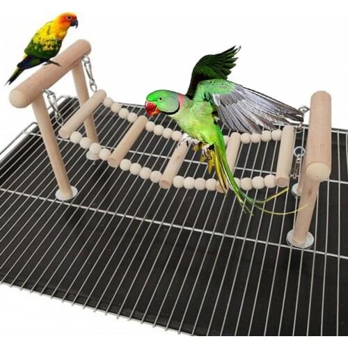 Pet Bird Parrot Wood Beads Perch Ladder Hanging Swing Bridge Playground Chew Toy For parrots Bird accessories