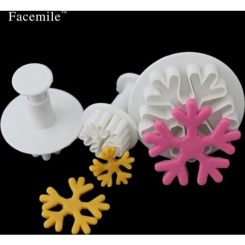 Facemile Halloween Chiratmas Snowflake Plunger Mold Cake Decorating Tool Cake Cookie Cutters Fondant Cutter 03093