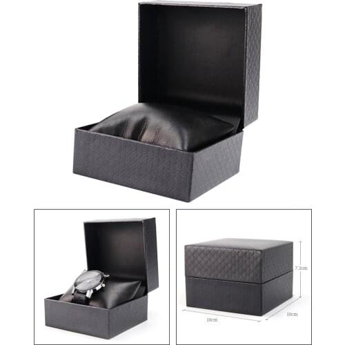 Classic PU Leather Watch Case Storage Holder Organizer Black Jewelry Box
