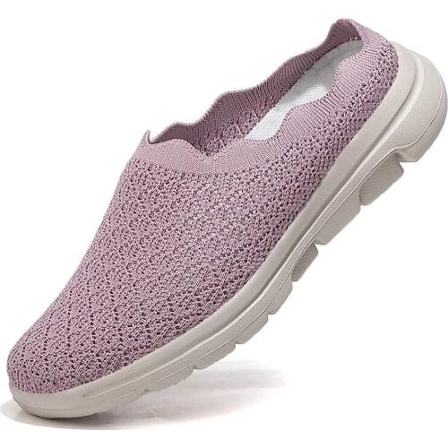 Women Casual Shoes Light Sneakers Breathable Mesh Summer knitted Vulcanized Shoes Outdoor Slip-On Sock Shoes Plus Size 42 Tennis