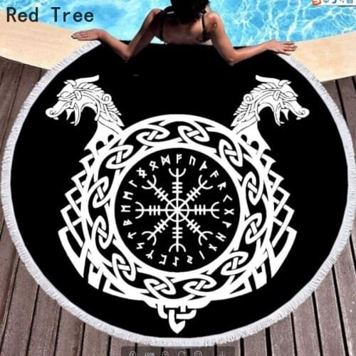 Large Size Round Beach Towel Adults Kids Gift With Tassel Geometric Summer Bath Towel Printed Cover Microfiber 150cm Yoga Mat