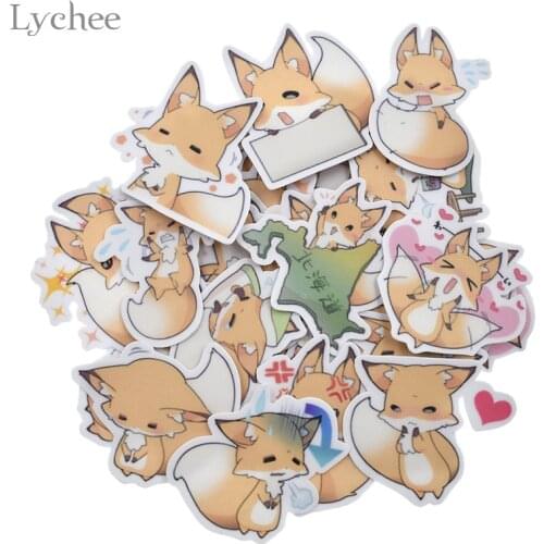 Lychee Life 40pcs Cute Fox Stickers For Scrapbooking Cartoon Fox DIY Diary Label Planner Decorative Stickers
