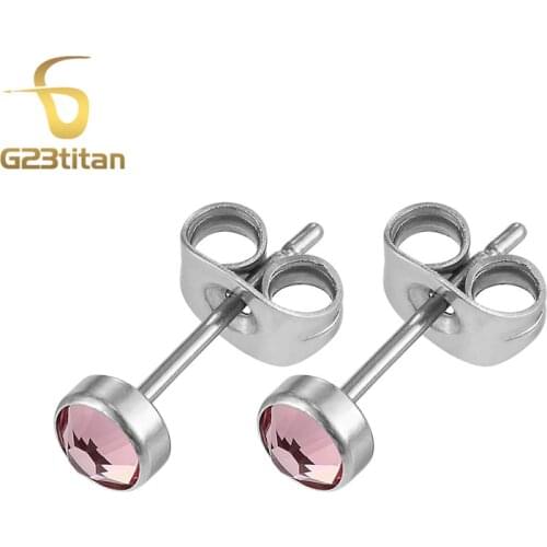 G23titan 6 Colors 4mm CZ Stud Earrings with Anti-allergic G23 Titanium Earring Men Women Jewelry SGS Certification