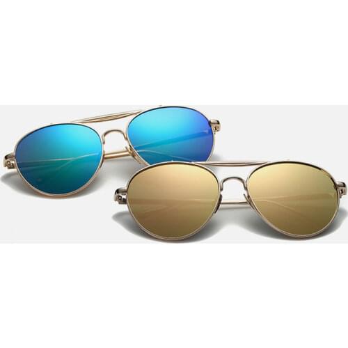 Mens Fashion Designer Sunglasses Womens Pilot Eyeglasses Metal Frame Mirror UV400 Protection Flat Top Pilot De Sol