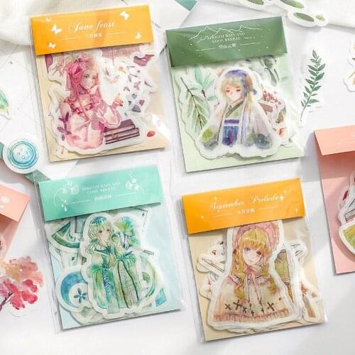 40pcs Floral Washi Paper Sticker Set Cute Girl Stationery Stickers Diy Decorative Label For Scrapbooking Art Journal Album Diary