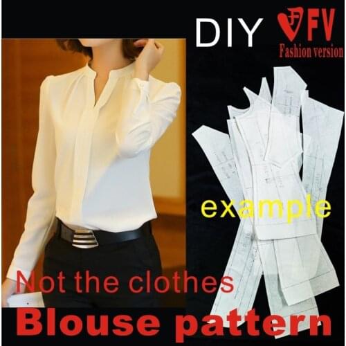 Clothing DIY pattern shop womens small stand-up collar handsome long-sleeved shirt 1:1 sewing structure drawing BCY-63
