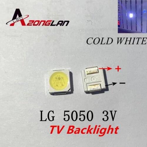 50-100PCS Original LG Innotek SMD LED 5050 3V 1W cool white for TV/LCD application backlight