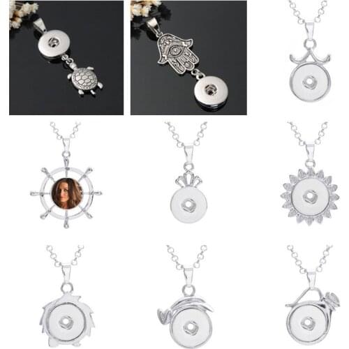 Button necklaces pendants for dye sublimation tortoise necklace pendant for women hot tranfer printing consumable 9 styles