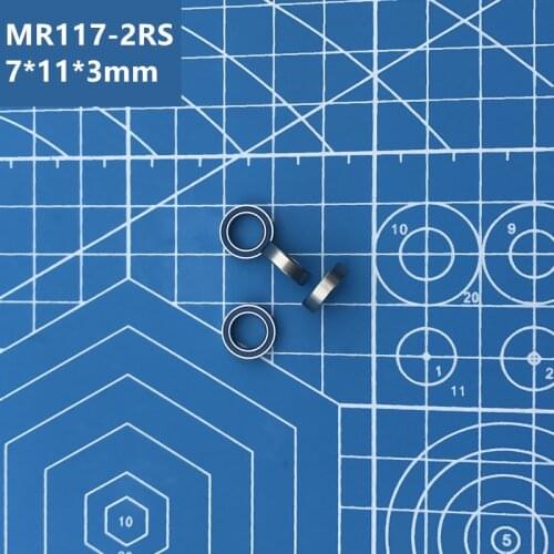 Free Shipping high quality MR117-2RS Bearing 10PCS 7*11*3 mm Miniature MR117RS Ball Bearings Blue Sealed Bearing MR117 2RS