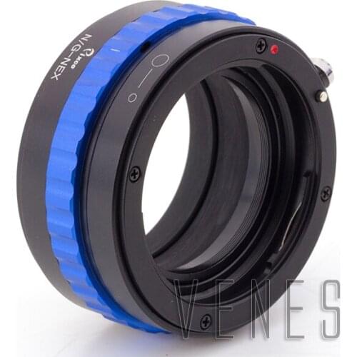 PRO Built-In Iris Control Lens Adapter Suit For Ni.kon F Mount G Lens to S.ony E Mount NEX Camera (Blue)