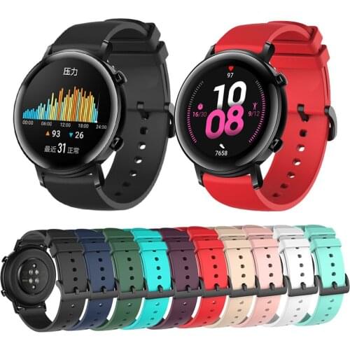 20mm Silicone Watch Band for Huawei Watch GT2 42mm Soft Sport Bracelet Strap for Samsung Galaxy 42mm Active2 Gear S2 Watchband