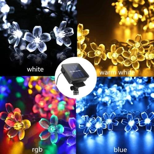 7M Solar String Christmas Lights Outdoor 23 ft 50 LED 3Mode Waterproof Flower Garden Blossom Lighting Party Home Decoration