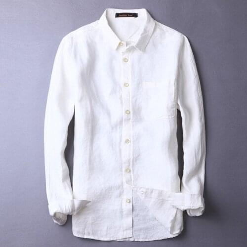 Spring and Autumn 100% linen shirt men slim casual men shirt long-sleeved shirts men brand fashion solid shirts mens camisa