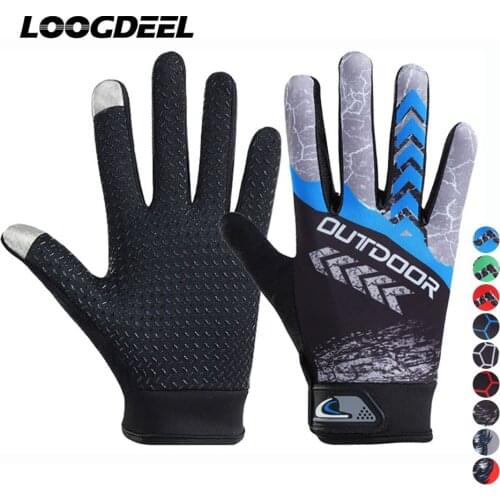 LOOGDEEL Full Finger Cycling Gloves Cool Breathable Anti-slip Two Finger Touch Screen Sun Protection Outdoor Sport Running Glove