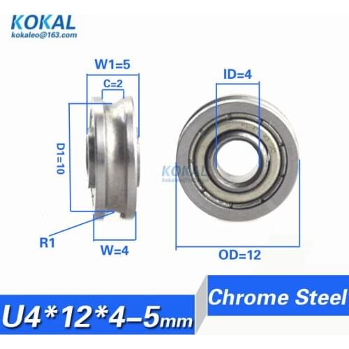 [U0412-4*5]1PCS/lot U concave 3D Printer carving manchine sliding roller guide wire track pulley wheel 0412U 604UU 4*12*4mm
