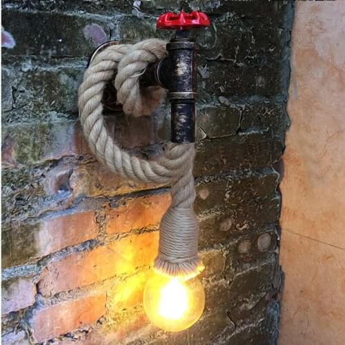 Vintage Creative Faucet Hemp Rope Wall Lamp Home Living Room Hanging Pendant Light (Without Bulb)
