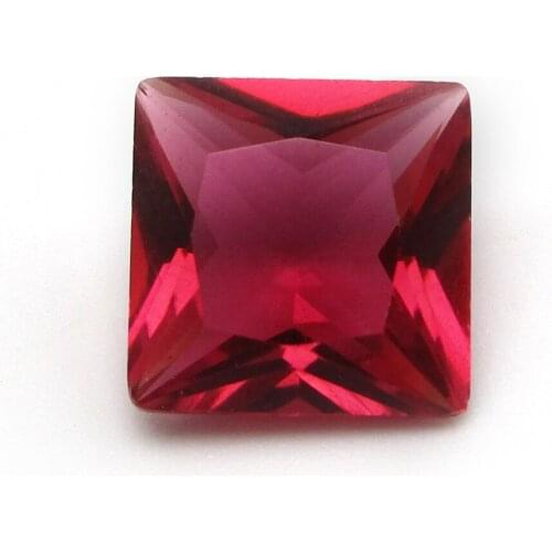 High Quality 2x2mm~112x12mm Princess Cut Loose Rose Red Glass Stone Synthetic Gems