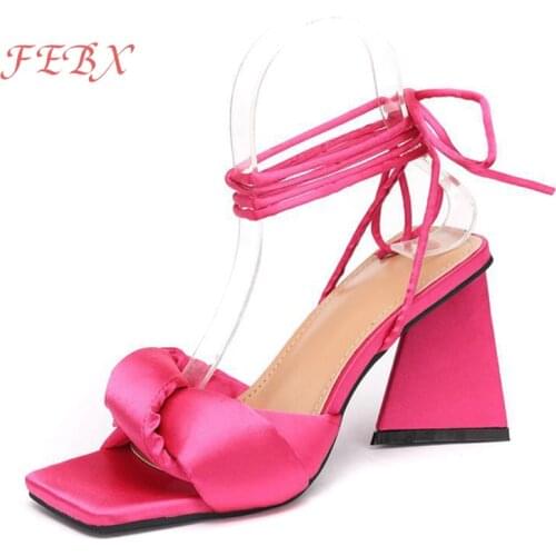 Women Sandals Square Toe Ankle Strap High Heels Summer Shoes Ladies Fashion Plus Size Female PU Comfort Sexy Woman New