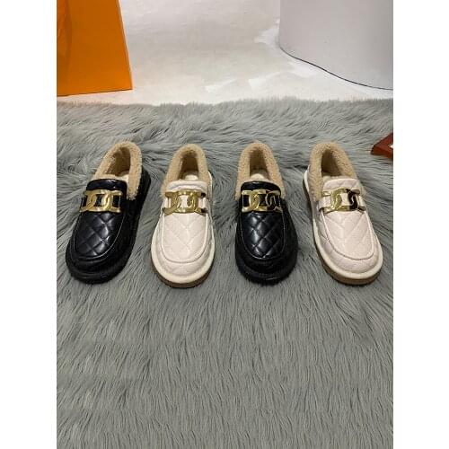 Leather shoes women 2020 winter new fashion warm casual thick-heeled cotton shoes