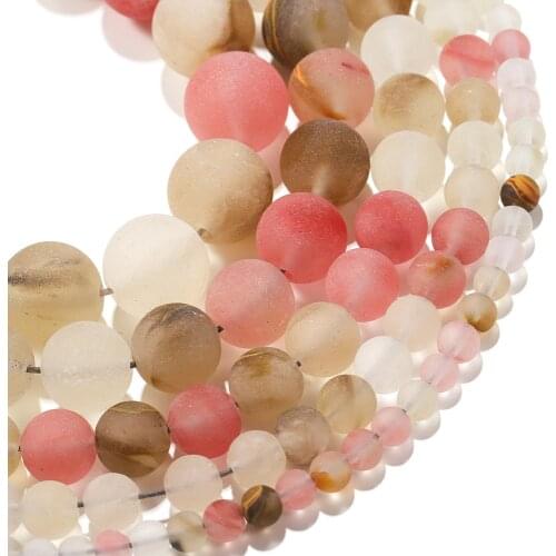 1strand/lot 4 6 8 10 12mm Matte Tea Watermelon Stone Round Loose Beads For DIY Bracelet Jewelry Makings Supplies Wholesale