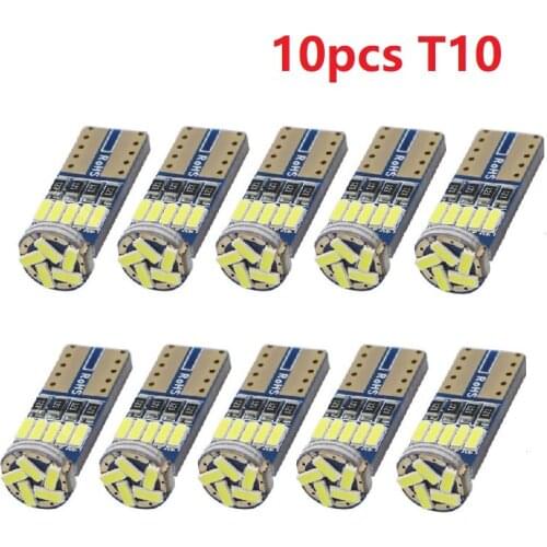 10pcs T10 W5W 194 LED Canbus Bulbs 4014 SMD 15 LED Bulbs White Error Free Car Auto Wedge Interior Light Dome Map Trunk Lamp 12V