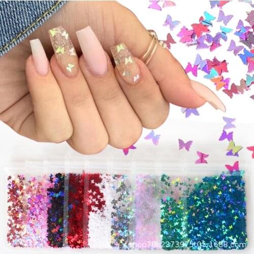 12 Colors Holographic Nail Glitter Flakes Chunky Glitter Epoxy Resin Festival Chunky Star Butterfly Mixed Sequins 2g Per