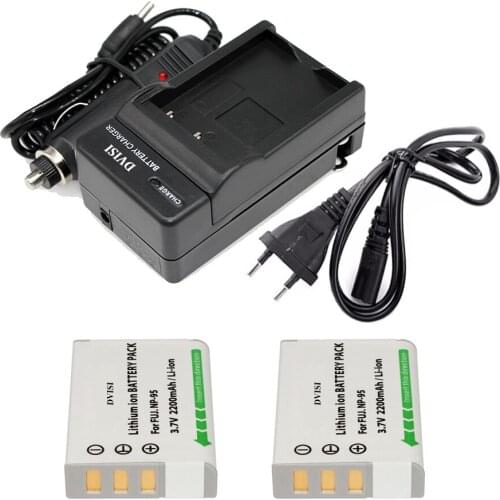2Pcs NP-95 NP95 DB-90 DB90 Battery + Charger Kit for Fujifilm X30, X100, X100S, X100T, X-S1, F30, F31 fd, F31fd, FinePix Real 3
