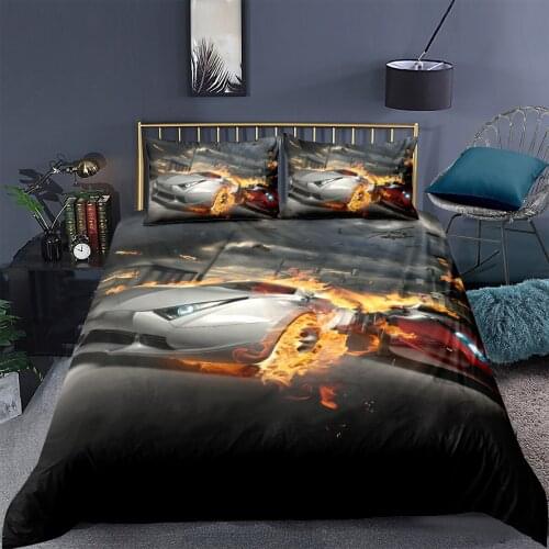3D Design Duvet Cover Sets Bedding Sets Quilt Covers Pillow Cases King Queen Full Double Size Racecar Custom Design Bedding sets