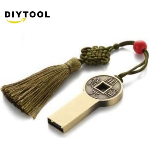 4GB/8GB/16GB/32GB/64GB/128GB Retro pure copper high-end U Disk China Wind Metal High Speed U Disk（Random fringe color