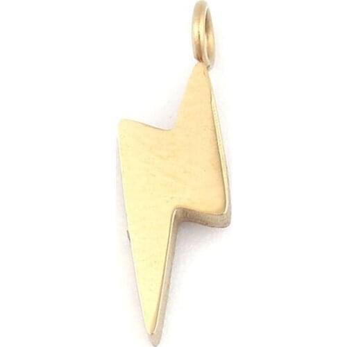 Stainless Steel Pendants Lightning Shape Gold Color Charms Findings For DIY Making Necklace Bracelet Jewelry 14mm x 4mm,5 PCs
