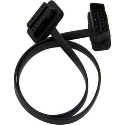 60CM 16Pin OBDII OBD 2 OBD2 Cable Connector Diagnostic-Tool ELM327 Adapter Flat Thin As Noodle Male to Female Extension