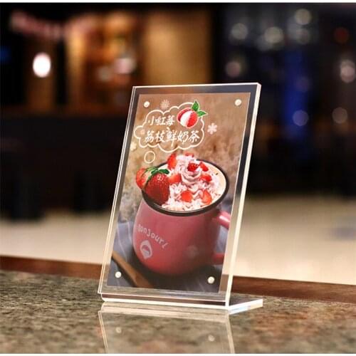 A6 magnet slant back table price paper sign holder display stand transparent acrylic menu paper poster frame