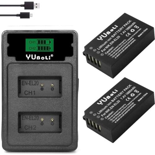 BATERIA EN-EL20 EN EL20a Battery +LED USB Charger for Nikon Coolpix P1000 Nikon1 J1, J2, J3 Nikon1 AW1 ENEL20 Batteries