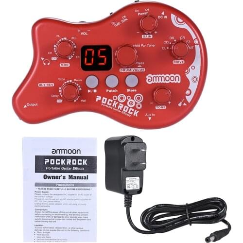 Ammoon PockRock Guitar Pedal Multi-effects Processor Electric Guitar Effect Pedal 15 Effects Power Adapter Guitar Accessories