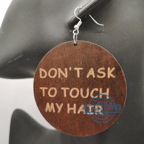 Free shipping!Engraved Don't ask to touch my hair wooden earrings