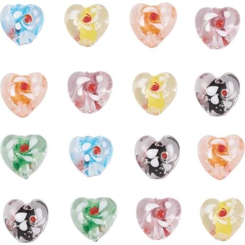 100pcs Handmade Lampwork Beads Charm Loose Spacer Bead Heart for DIY Jewelry Making Necklaces Bracelets Earring Hole: 1~2mm
