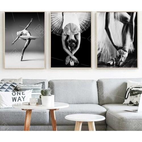 Black and White Elegant Ballet Dance Posters and Prints Nordic Style Girl Portrait Wall Art Pictures Home Decor Canvas Painting