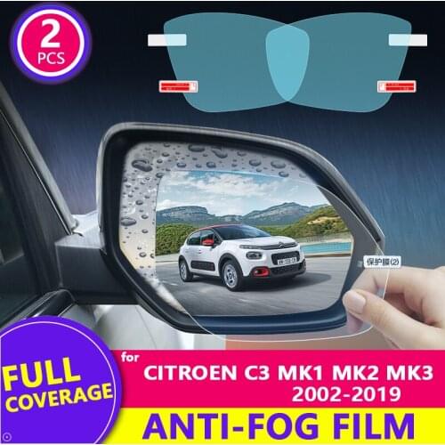 For Citroen C3 2002-2019 MK1 MK2 MK3 2017 2018 Rearview Mirror Film HD Anti-Fog Rainproof Auto Mirror Sticker Car Accessories
