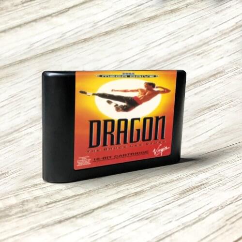Dragon The Bruce Lee Story - EUR Label Flashkit MD Electroless Gold PCB Card forSega Genesis Megadrive Video Game Console