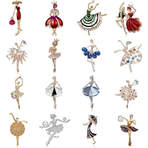 Elegant Ballet Dancer Crystal Brooches Pin Gymnastics Girl Ballet Dancer Cute Brooch Bijouterie Corsage Wedding Festival Jewelry