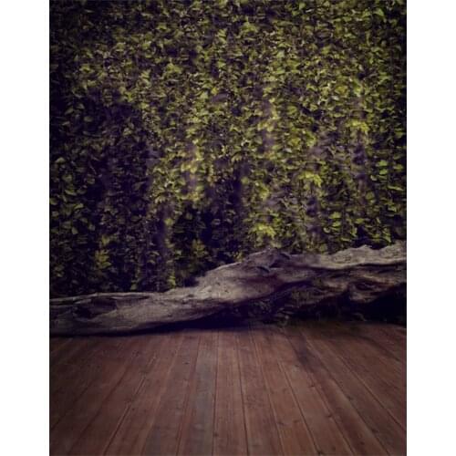 5x7ft Wooden Floor Green Leaves Photography Backdrops Photo Props Studio Background