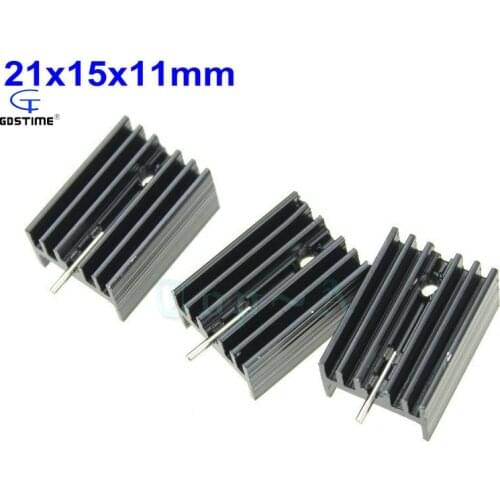 Gdstime 200pcs TO-220 Aluminum Heatsink 21x15x11mm TO220 Cooling Heat Sink For 7805 Triode Transistors Cooler IC Chip Radiator