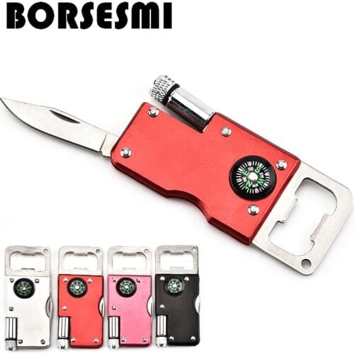 Hot sale Multi-function corkscrews bottle opener 3 in 1 stainless steel pocket folding knives with LED kitchen fruit knife